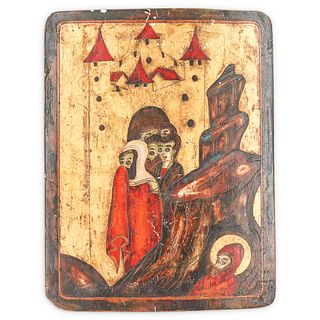 Russian Icon on Wood Plaque