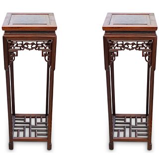 Pair Of Chinese Wooden Pedestal Stands