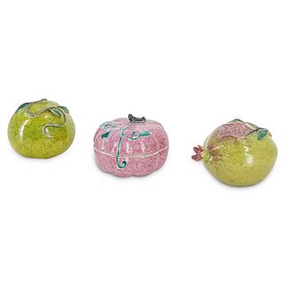 (3 pc) Antique Chinese Porcelain Decorative Fruit