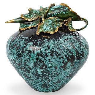 Victorios Ceramic Metal Accented Vase