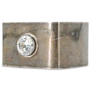 Sterling Cuff With Cubic Zirconium Inset