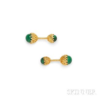 18kt Gold and Malachite "Acorn" Cuff Links, Schlumberger, Tiffany & Co.