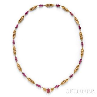 18kt Gold, Ruby, and Diamond Necklace, Van Cleef & Arpels