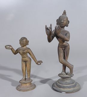 Pair of Indian Bronze Statues - Krishna and Radha