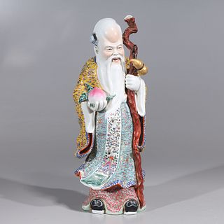 Chinese Famille Rose Porcelain Statue of Shouxing