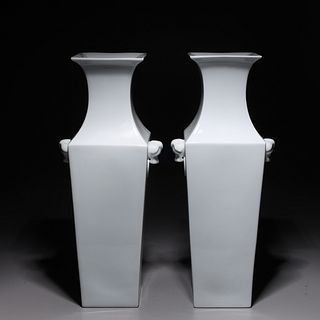 Pair of Chinese White Glazed Porcelain Vases
