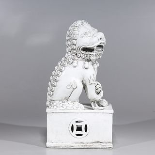 Chinese White Glazed Porcelain Foo Lion