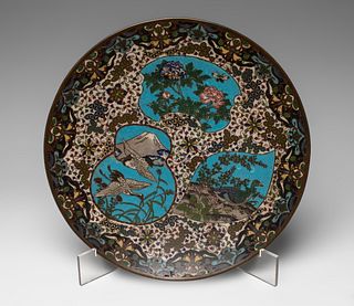 Dish. Japan, early 20th century. 
Metal with cloisonnÃ© enamels.