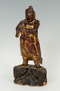Warrior; China, XVIII century. 
Carved and lacquered wood.