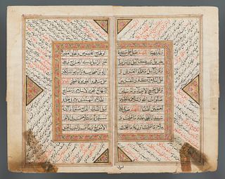 Double page of the Mughal style Koran. India, 18th-19th century. 
Ink and gold on paper.