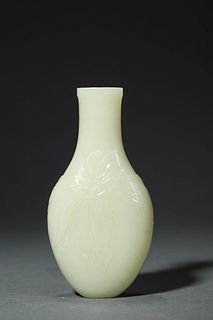 QianLong, A Carved White Jade Vase

