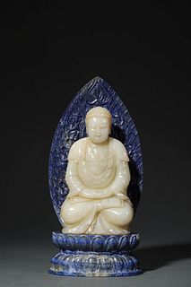 Qing QianLong,  Carved Jade Seated Shakyamuni Buddha Statue