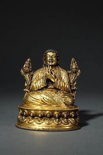QianLong,,A Gilt Bronze Tibetan Bodhisattva Statue