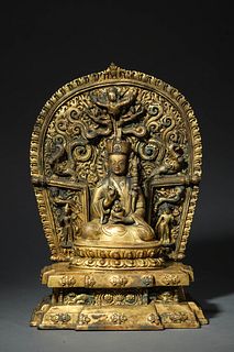 18th C. A Gilt Bronze Tibetan Bodhisattva Statue