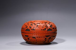 A Qing Dynasty Cinnabar Lacquer Round Container
