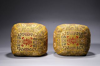A Pair of Qing QianLong Embroidered Kesi Pillows