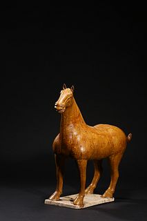 Tang Dynasty: A Yellow Glaze Horse Statue