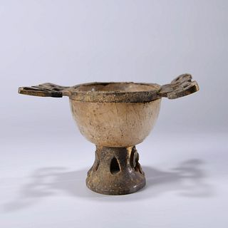Han Dynasty: Crystal copper-inlaid gilt double-ear cup