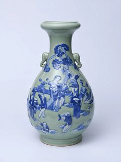 Qing Dynasty: A Porcelain Elephant-Eared Vase