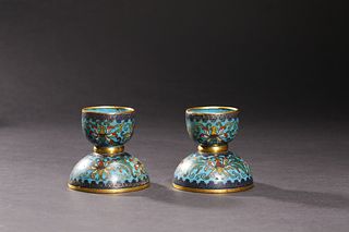 Qing: Bronze Enamel Candle Holder