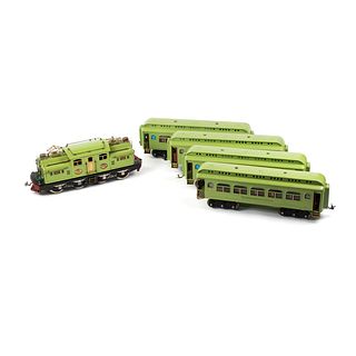 Lionel #408E w/ 418, 419,431 & 490 Apple Green Car Set 