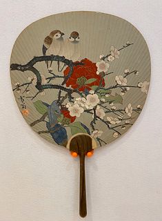 Flower Birds Painting on Fan