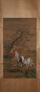 Lang Shining mark: A Chinese Painting on Silk of a Horse