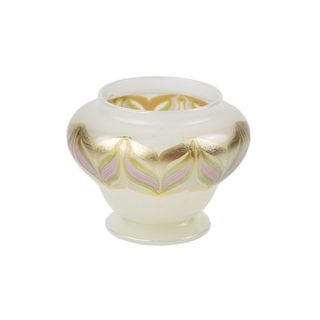 Louis Comfort Tiffany White Gold and Pink Glass Vase