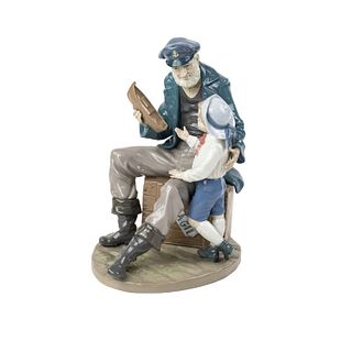 Lladro Fisherman and Child 5207 Porcelain Figures