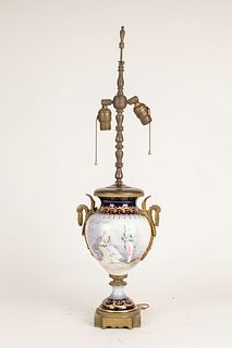 FRENCH SEVRES PORCELAIN VASE MOUNTED AS LAMP