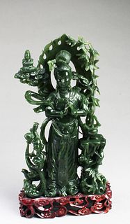Chinese Jade Carved Bodhisattva Statue