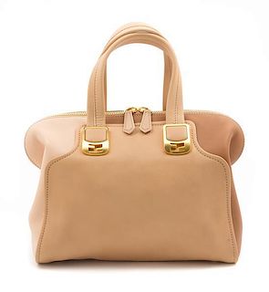 A Fendi Beige and Brown Leather Chameleon Handbag, 12" x 9" x 6.5".