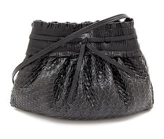 A Fendi Black Leather Crossbody Bag, 8" x 6" x 2".