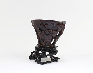 A Carved Agarwood Cup