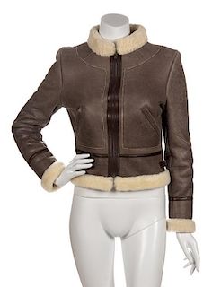 A Chloe Brown Sheep Skin Jacket, Size 34.
