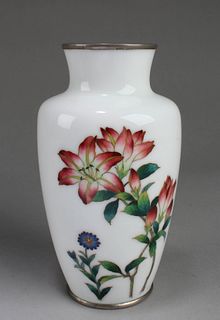 Chinese Enamel with Silver Plated Rim Vase