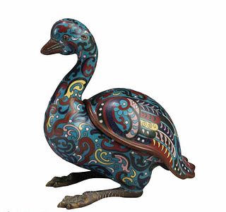 An Old Cloisonne Bird Shaped Container