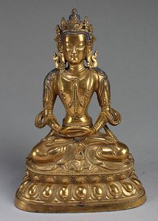 Qing Dynasty Gilt Bronze Bodhisattva Buddha Statue