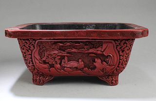 Chinese Cinnabar Lacquered Rectangular Container