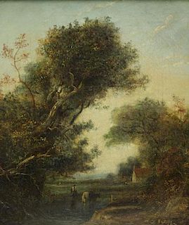 19th C. Oil on Canvas European Landscape with