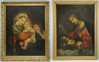 Two Antique Religious Oils on Canvas.