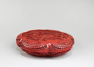 Chinese Cinnabar Lacquer Round Container