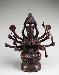 A Wooden Carved Bodhisattva Statue