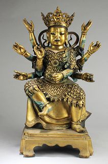 Chinese Gilt Bronze Deity Statue