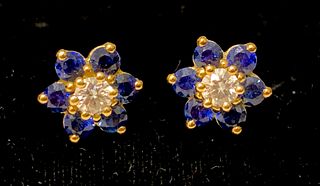 George Leaderman Sapphire and Diamond Earrings