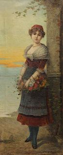 FERRONI, Egisto. Oil on Canvas "Venetian Flower