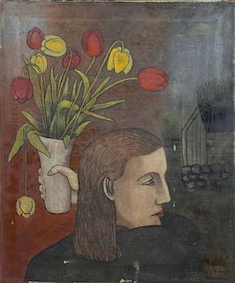 ISKANTOR. Early 20th C. Oil on Canvas. Woman