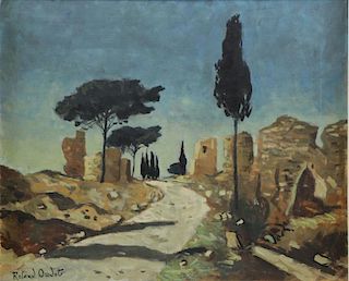 OUDOT, Roland. Oil on Canvas. Landscape with Ruins