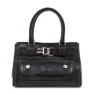 A Christian Dior Black Leather Handbag, 11.5" x 8" x 3.5".