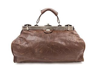 A Jill Stuart Brown Leather Handbag, 15.5" x 9" x 5.5".